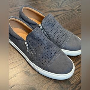 Women’s Perforated Slip-On Shoes - Dark Gray